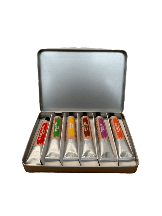 Öl - Palette: 6 Kulinarische Farbtuben – Aromatisiertes Olivenöl - Set - italianfoodexplorers